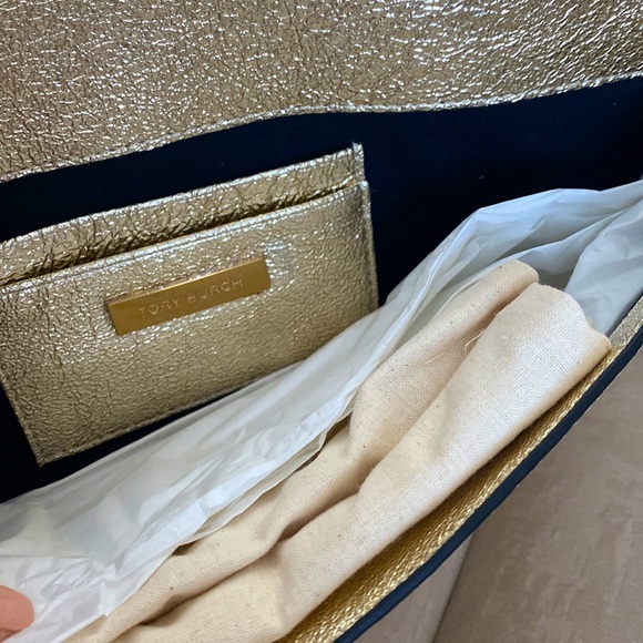 Tory Burch Serif Metallic Clutch - Picture 7 of 10